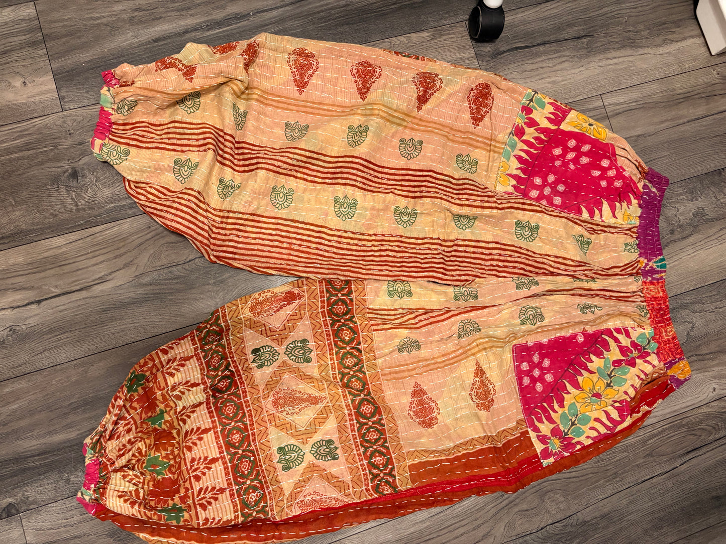 Belle Women Vintage Kantha Quilt Cotton Reversible Harem Pant One Size Fits Size 4-16