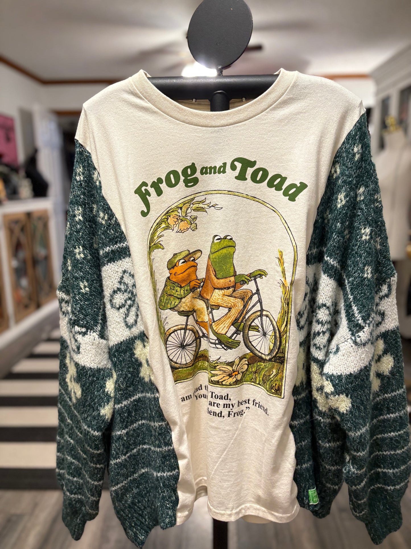 Frog and Toad Upcycled Drop Sleeve Sweater Tee One Size Fits a Large to 4X