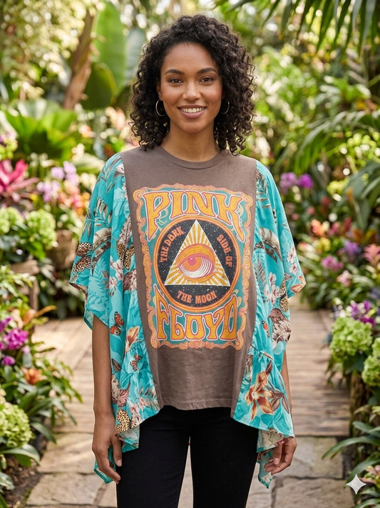 Comfortably Numb Upcycled Kimono Top One Size Fits a Small to 3X