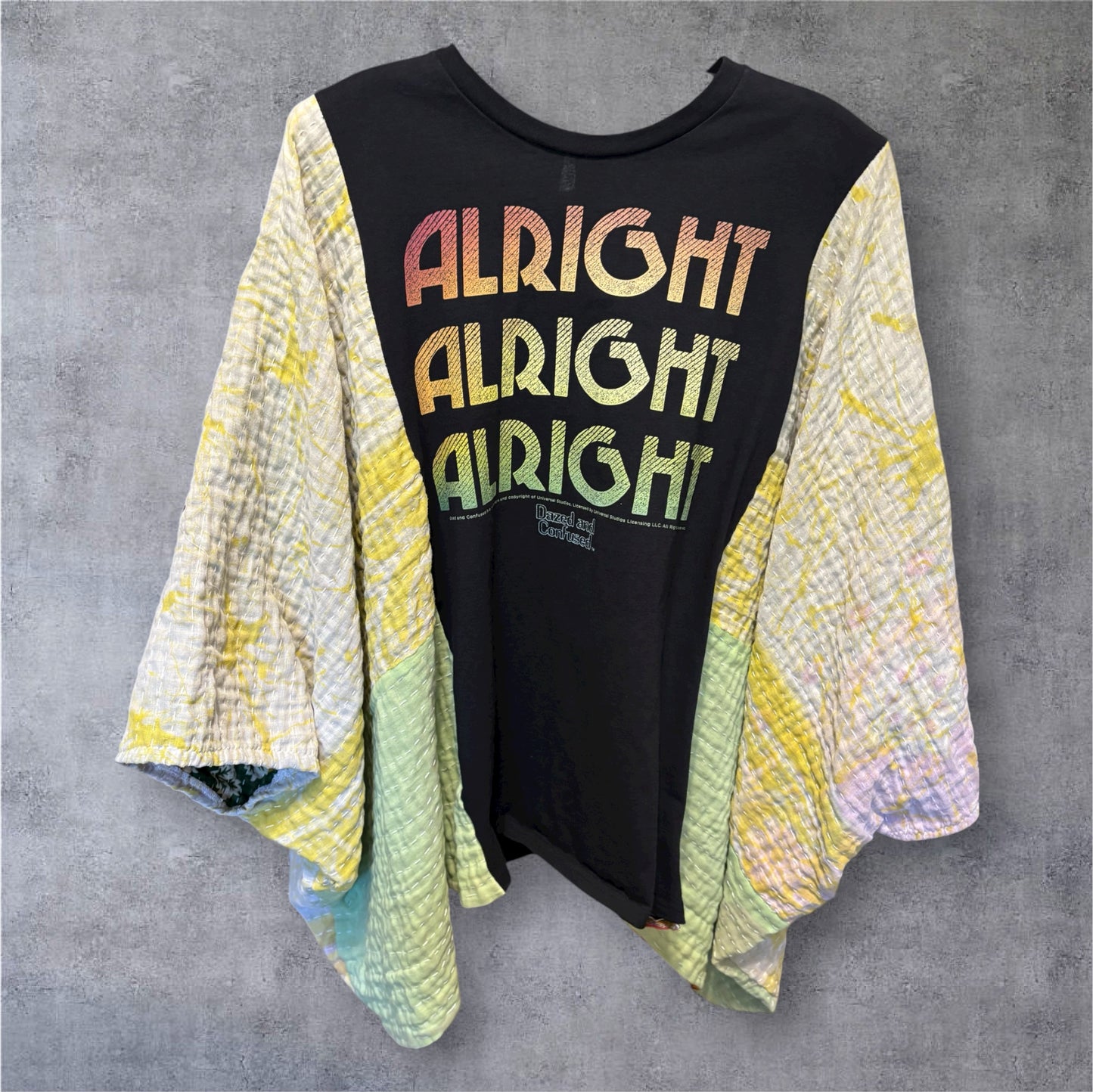 Alright Upcycled Vintage Kantha Poncho Tee One Size Fits a Large to 3X