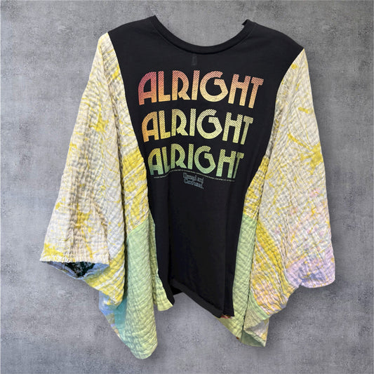 Alright Upcycled Vintage Kantha Poncho Tee One Size Fits a Large to 3X