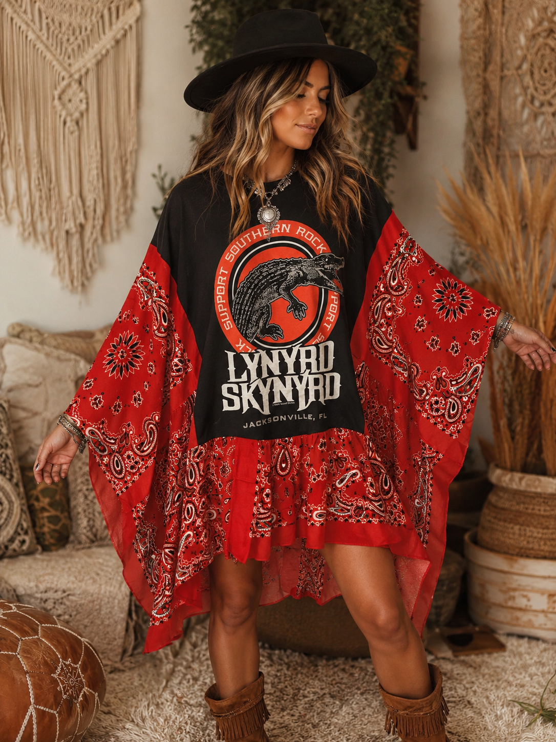 Free Bird Bandana Ruffle Top One Size Fits a Small to 3X
