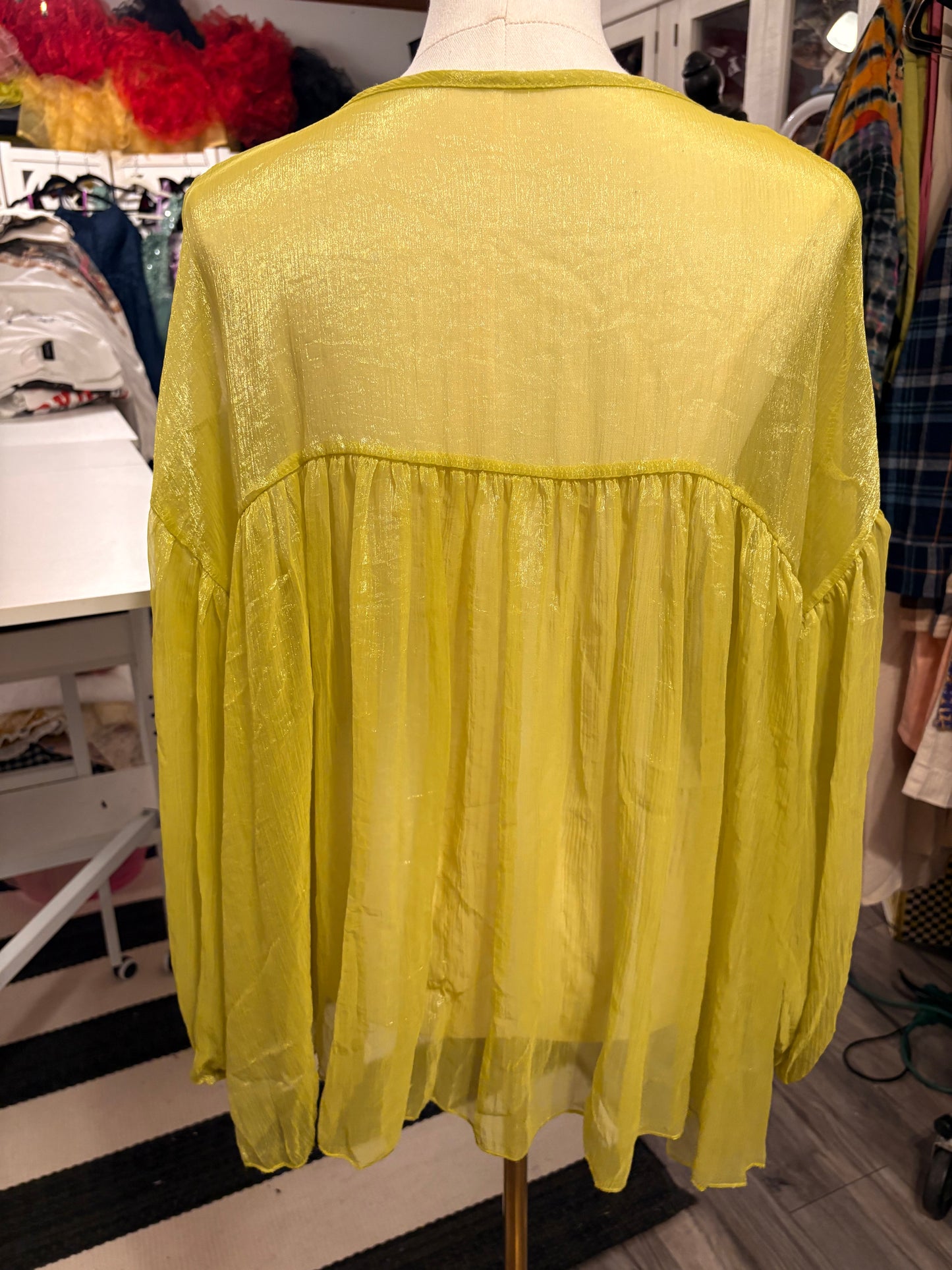 Abby Silk Ruffle Tie Top One Size Fits Small to XL 2-14