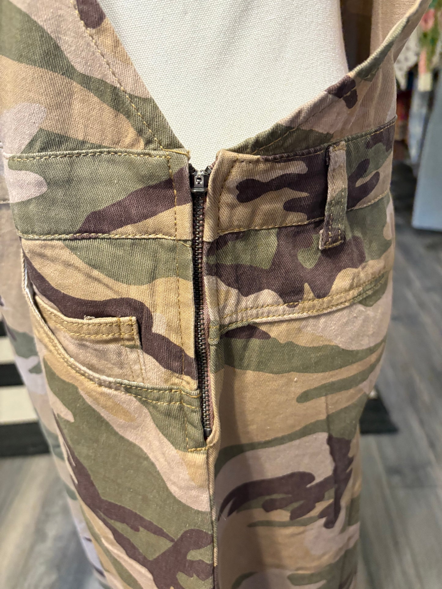Beige Camo Overall Maxi Dress