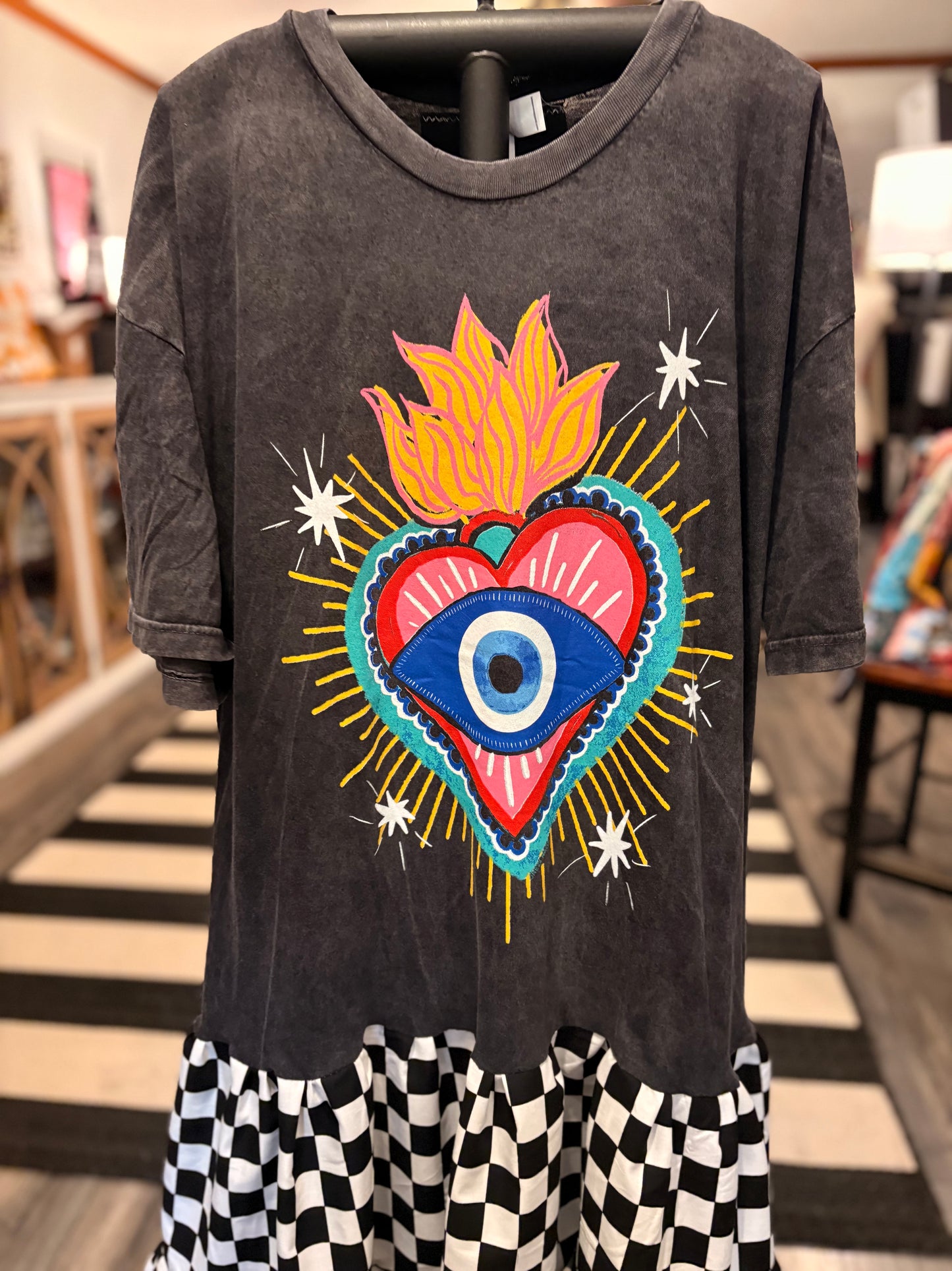 Eye-Conic Upcycled Tee Dress Fits a Small to XXL
