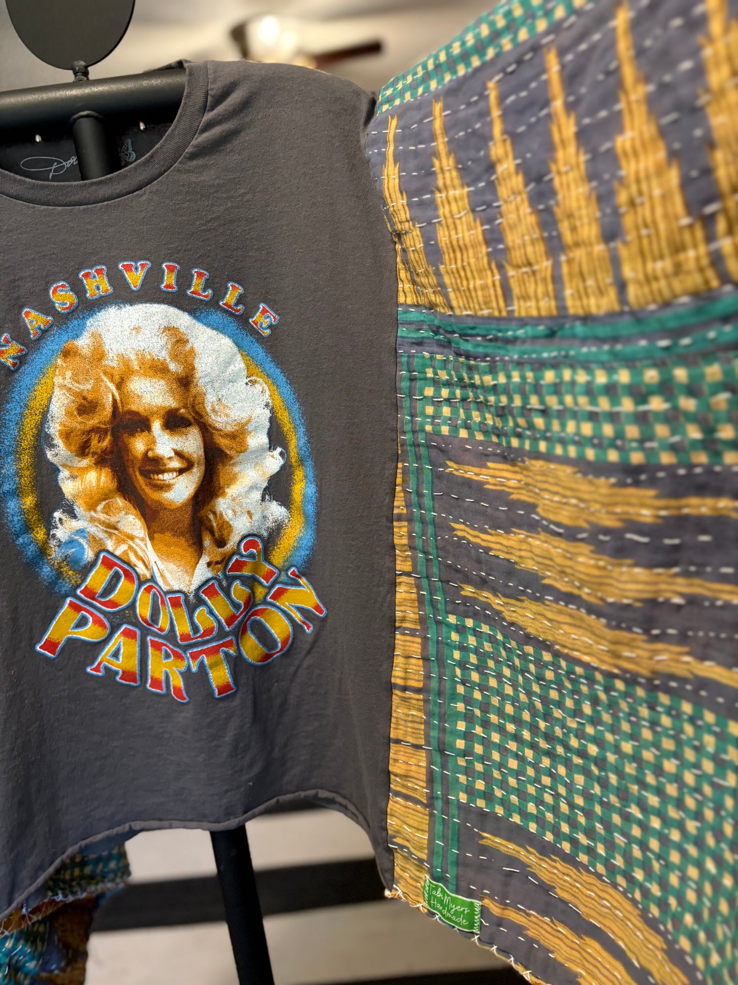 Dolly Upcycled Vintage Kantha Poncho Tee Fits A Size Small to XXL