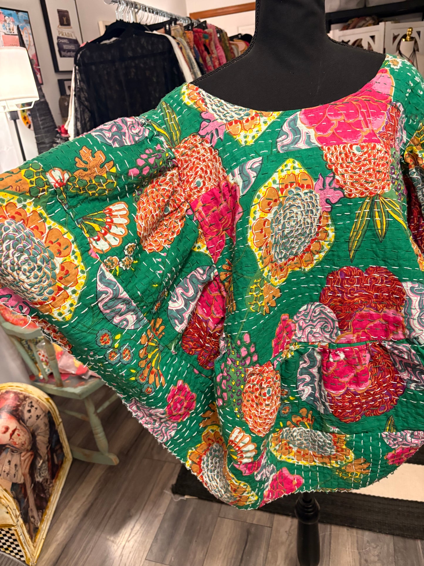 Endora Kantha Circle Top One Size Fits a Small to 3X