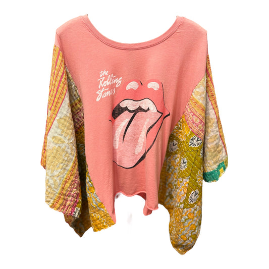 Stones Upcycled Vintage Kantha Poncho Tee One Size Fits A Large to 3X