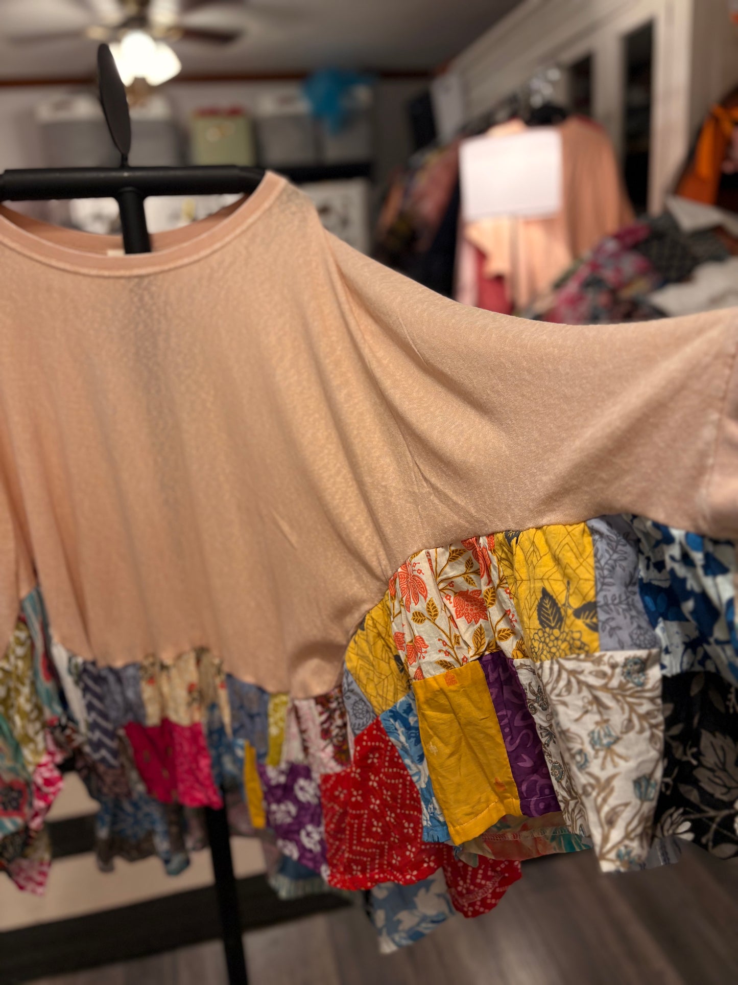 Kristi Upcycled Patchwork Circle Poncho One Size Fits Most