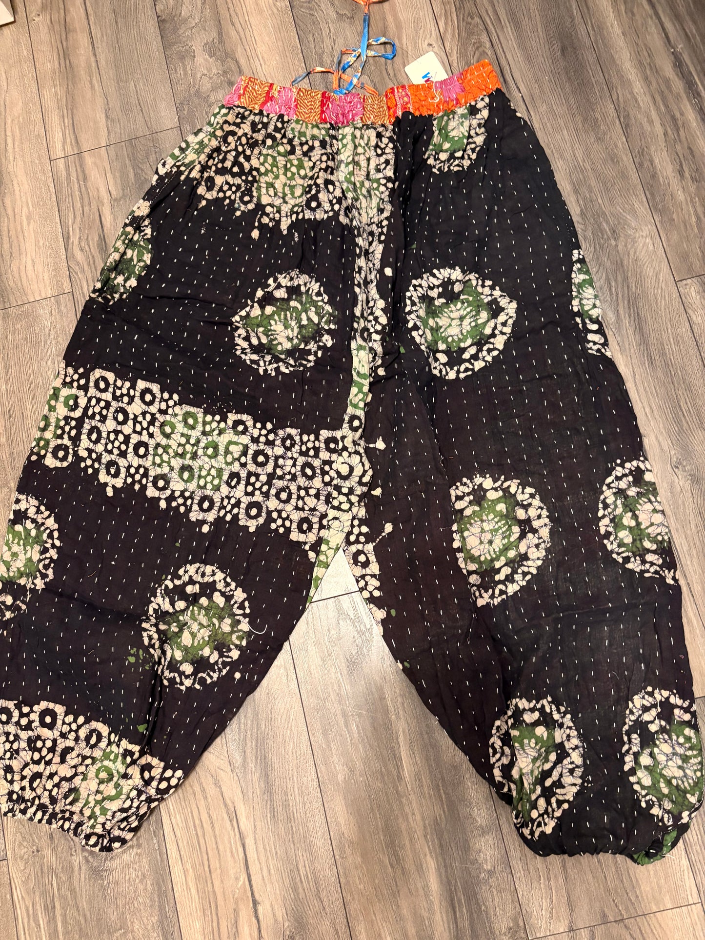 Patti Women Vintage Kantha Quilt Cotton Reversible Harem Pant One Size Fits Size 4-16