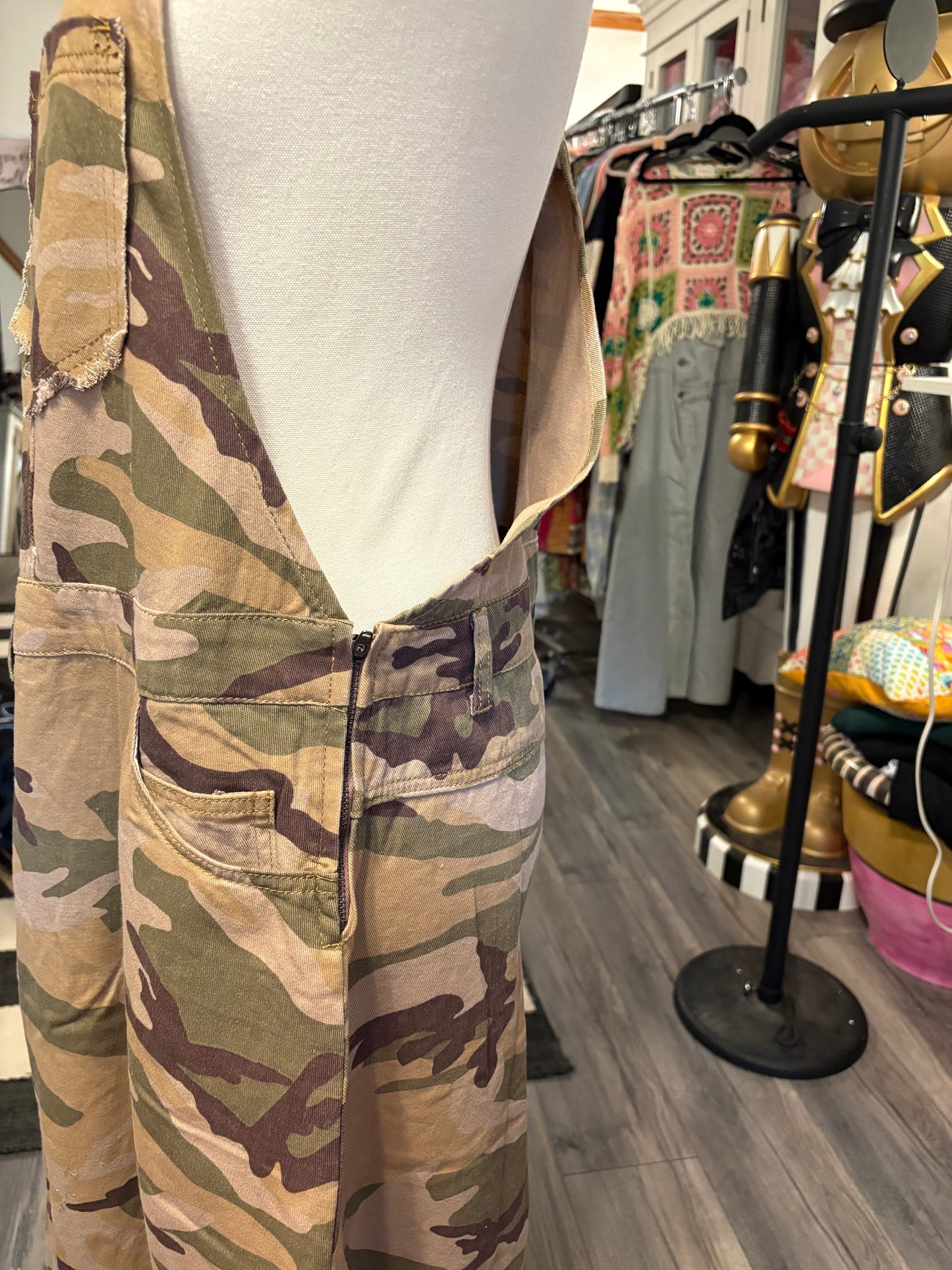 Beige Camo Overall Maxi Dress