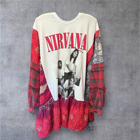 Nirvana Upcycled Vintage Kantha Dress/Long Shirt One Size Fits Most