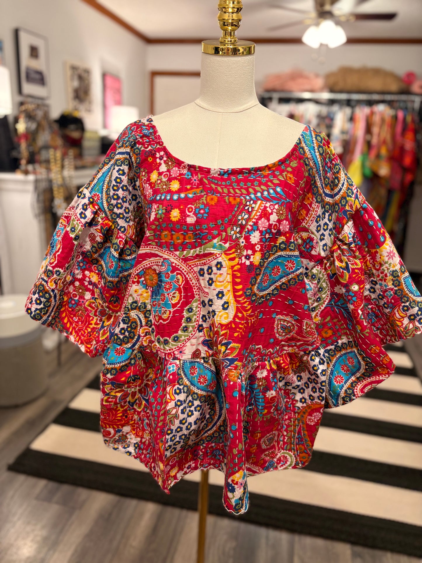 Paisley Kantha Circle Top One Size Fits a Small to 3X