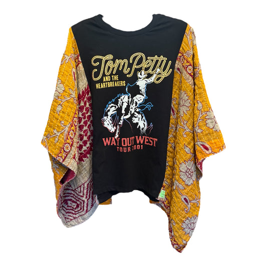 Tom Petty Upcycled Vintage Kantha Poncho Tee Fits A Small to XL