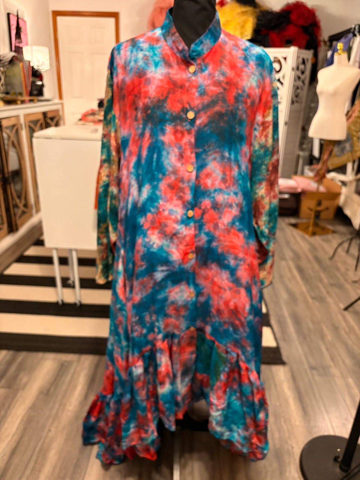 Jennifer Hi/Lo Silk Ruffled Duster One Size Fits Small to 2X 2-16