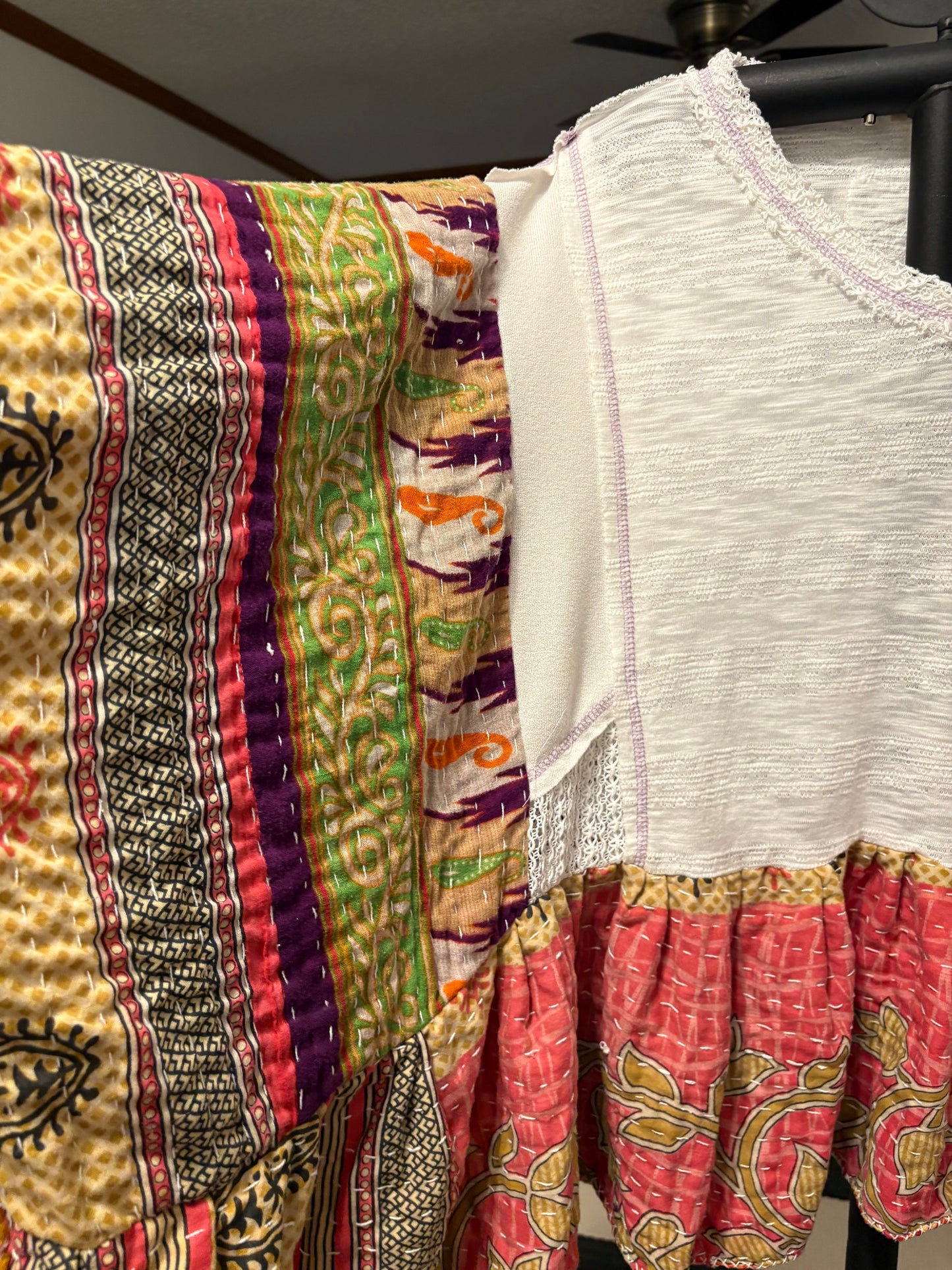 Emily Upcycled Vintage Kantha Dress/Long Shirt One Size Fits Most