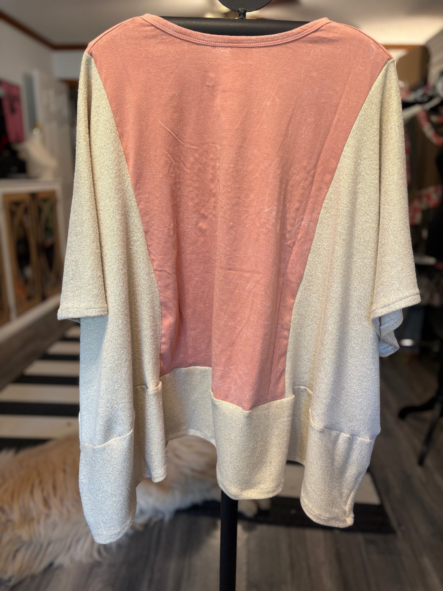 AC/DC Pearl and Gold Upcycled Drop-Sleeve Tee One Size Fits a Large to 3X