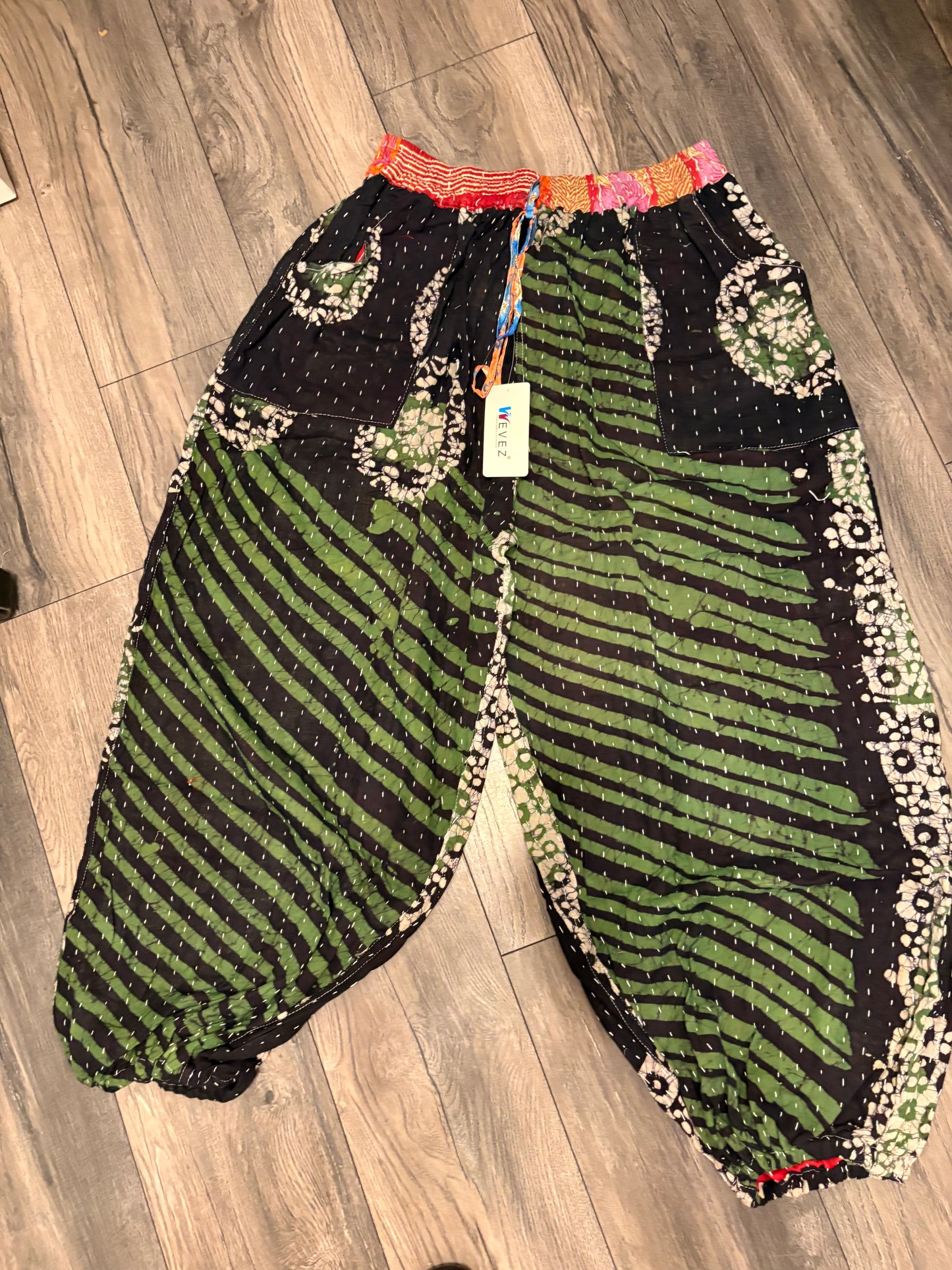 Patti Women Vintage Kantha Quilt Cotton Reversible Harem Pant One Size Fits Size 4-16