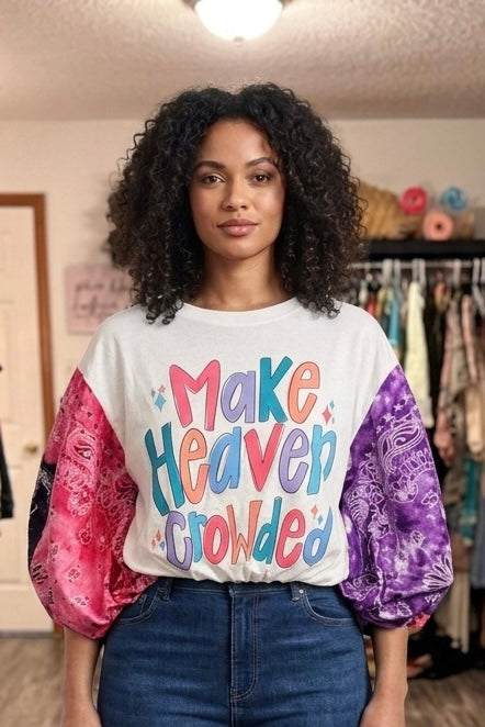 Make Heaven Bubble Bandana Sleeve Tee Fits a Small to Large