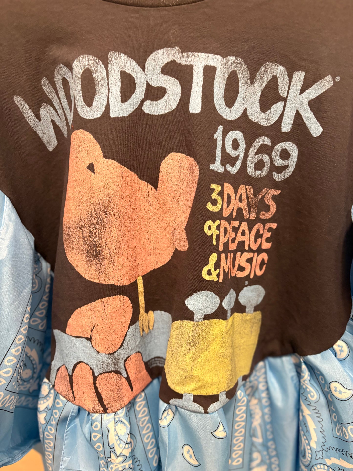 1969 Woodstock Butterfly Bandana Ruffled Poncho One Size Fits a Small to 2X