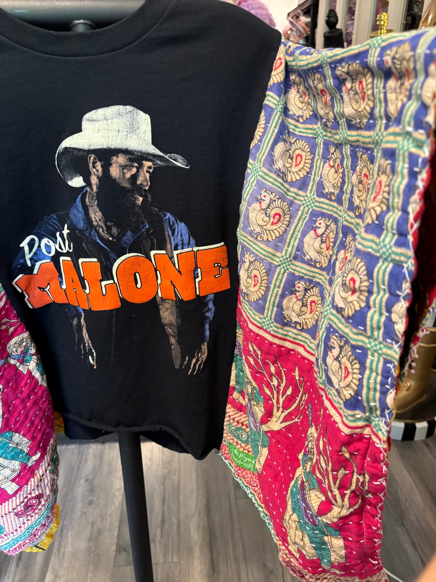 Post Malone Upcycled Vintage Kantha Poncho Tee Fits A Size Small to  XL