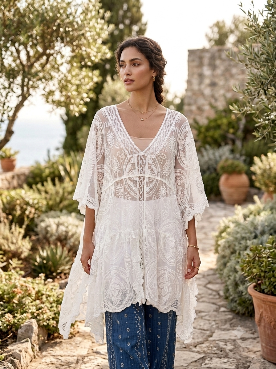 Lily White Upcycled Lace Top/Dress
