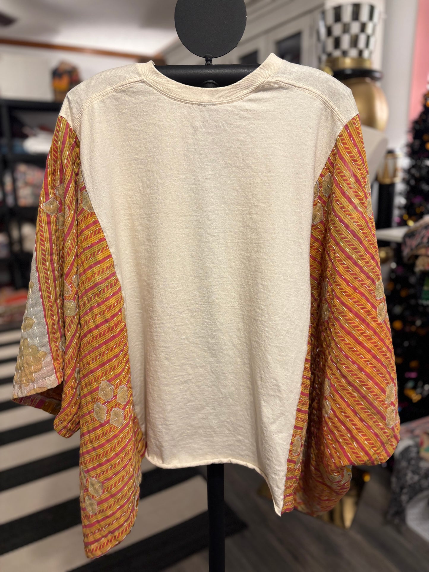 Frog and Toad Upcycled Vintage Kantha Poncho Tee One Size Fits A Small to XXL (6-16)