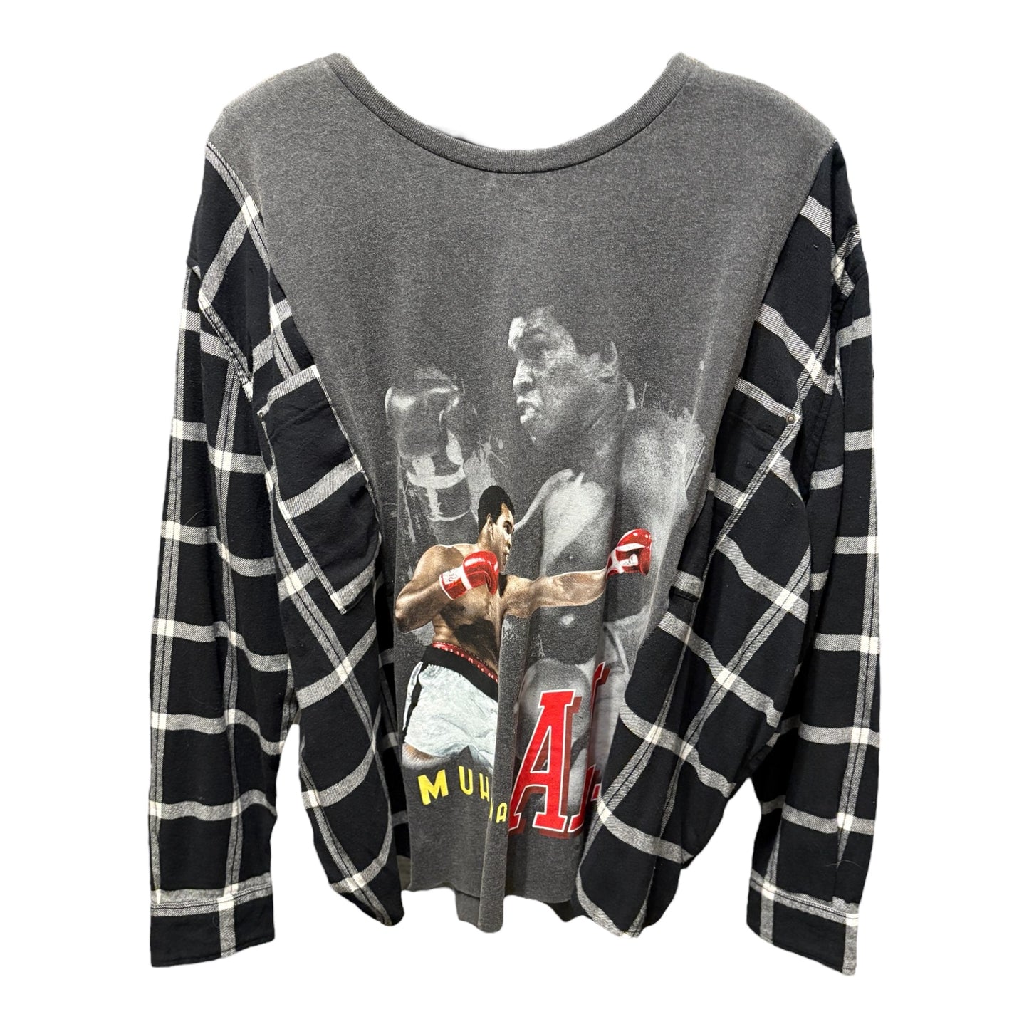 Muhammad Ali Upcycled Drop-Sleeve Tee Flannel One Size Fits a Large to XXL