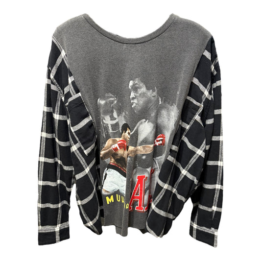 Muhammad Ali Upcycled Drop-Sleeve Tee Flannel One Size Fits a Large to XXL