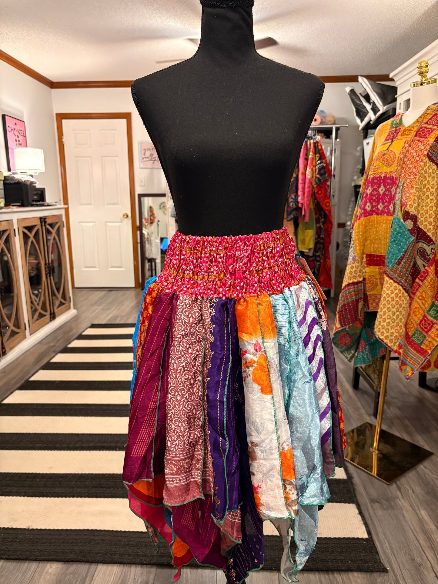 Olivia Pixie Diamond Cut Printed Asymmetric Skirt One Size Fits A Size 2-18