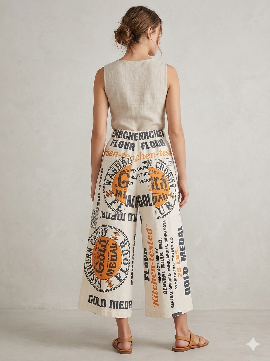 Flour Feedsack Pants One Size Fits Most S-XXL Oversized Cropped Length
