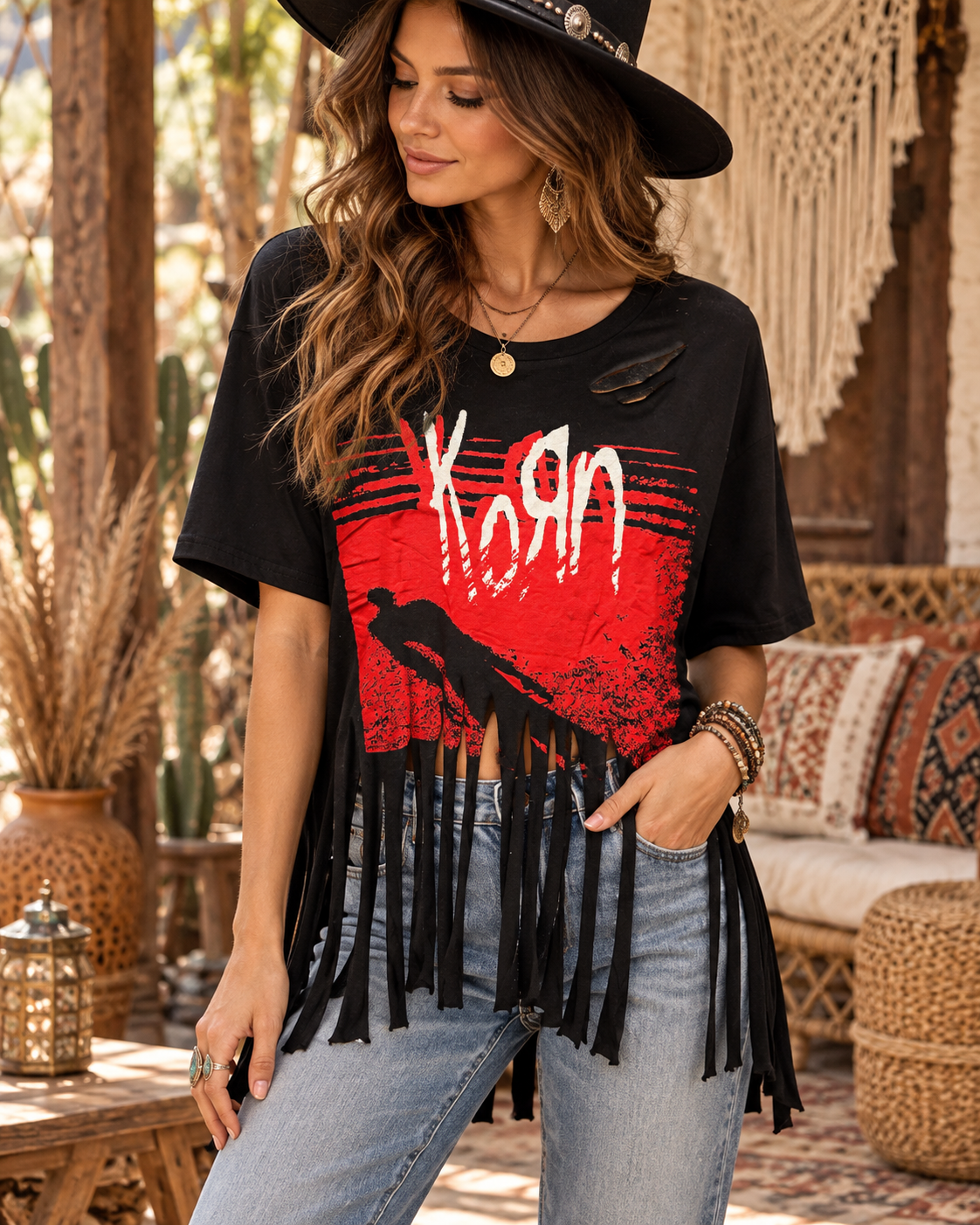 Coming Undone Glam Fringe Tee One Size Fits Small to Large