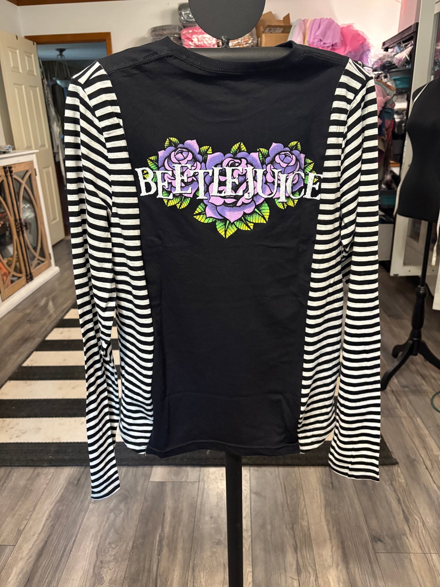 Beetlejuice Long Sleeve Knit Tee One Size Fits a Small to Large