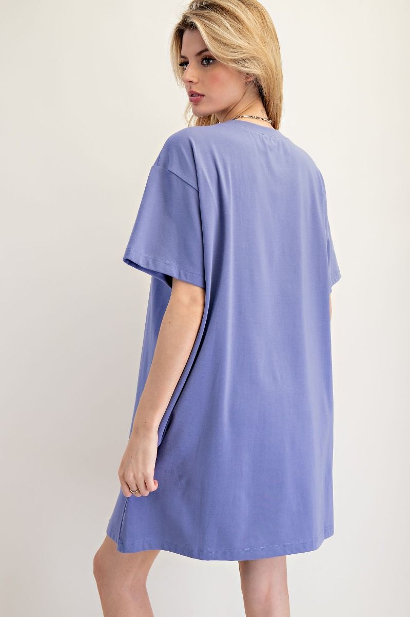 Purple Hello Patched Tunic Tee Dress