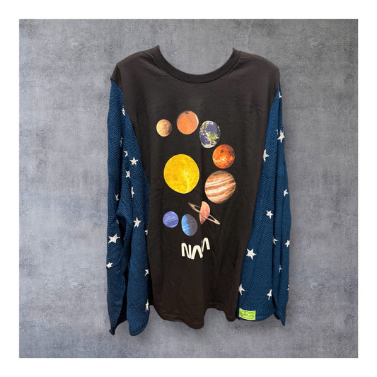 Reach for the Stars Star Sweater Tee One Size Fits a Large to 3X Oversized (blue)