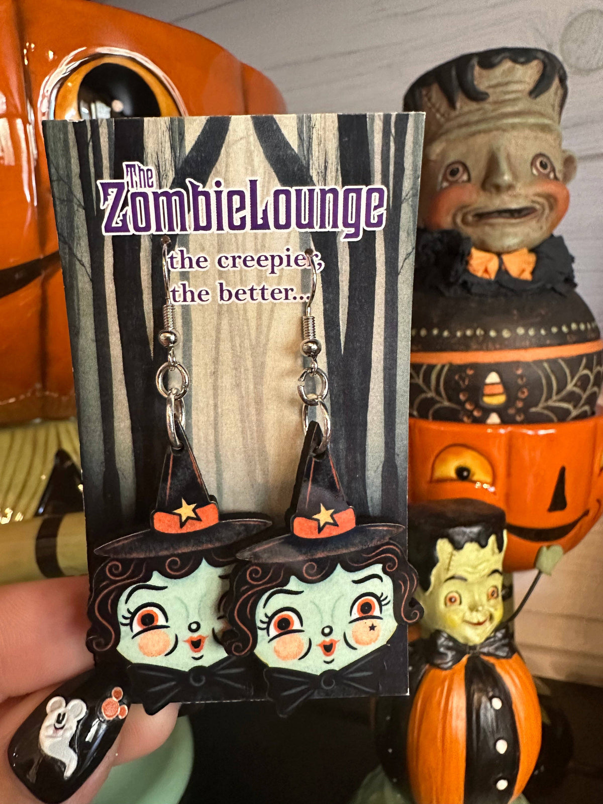 Johanna Parker Witch Earrings: Hilda hanging