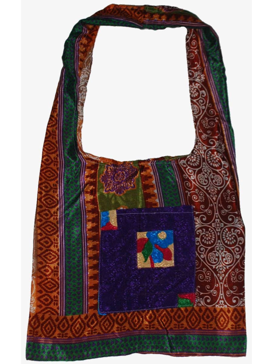 Reusable Floral Printed Jhola shoulder hobo bag with pocket