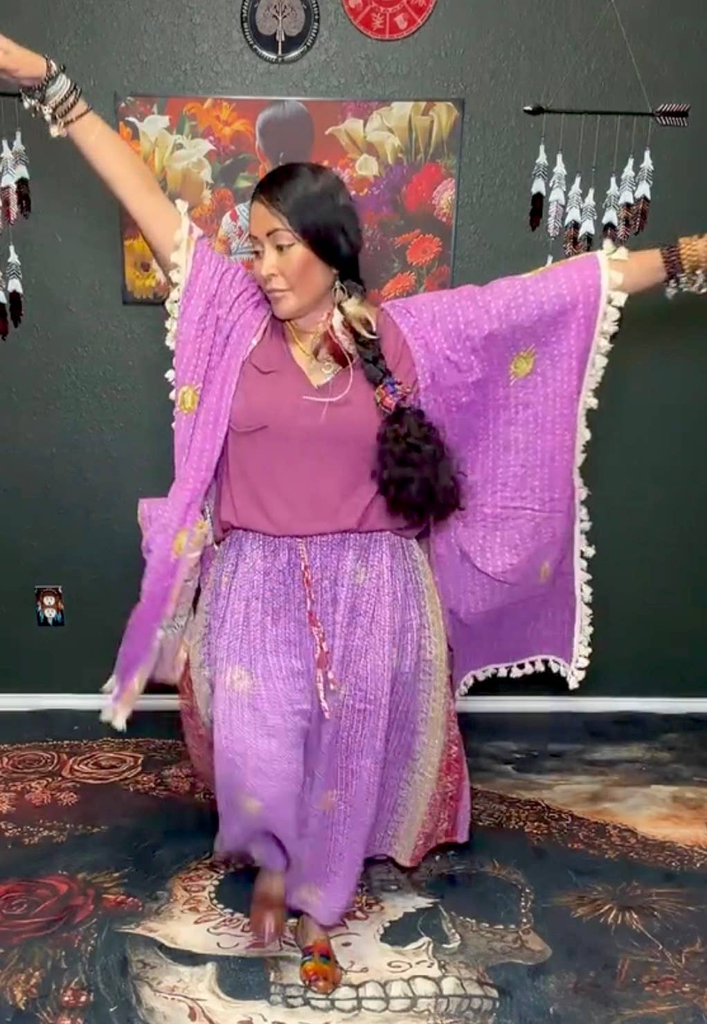 Short Sleeve Willow Fringe Kantha Kimono 1000-07