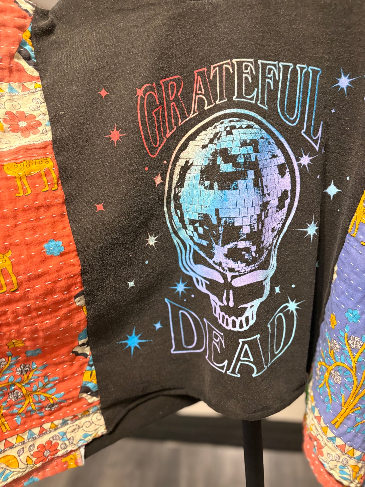 Grateful Dead Upcycled Vintage Kantha Poncho Tee Fits A Size Small to XXL