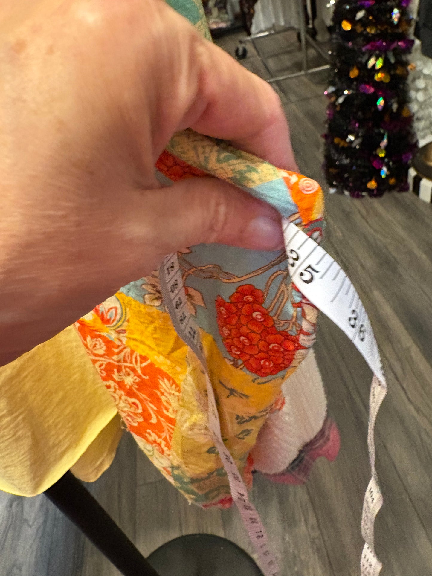 Walk The Line Upcycled Frayed Patchwork Tee One Size Fits a Large to 3X