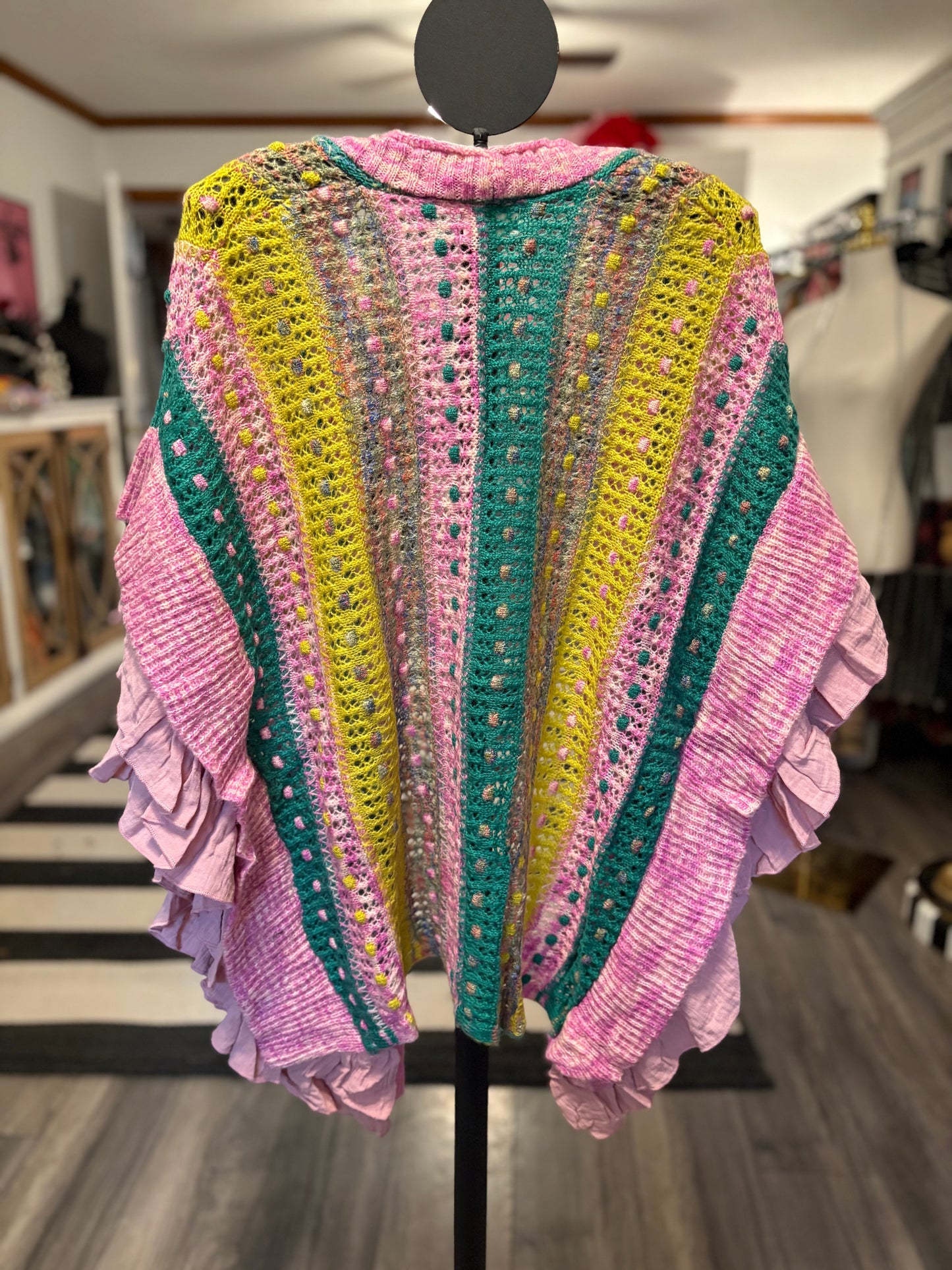 Ballerina Pink Ruffled and Knit Cardigan