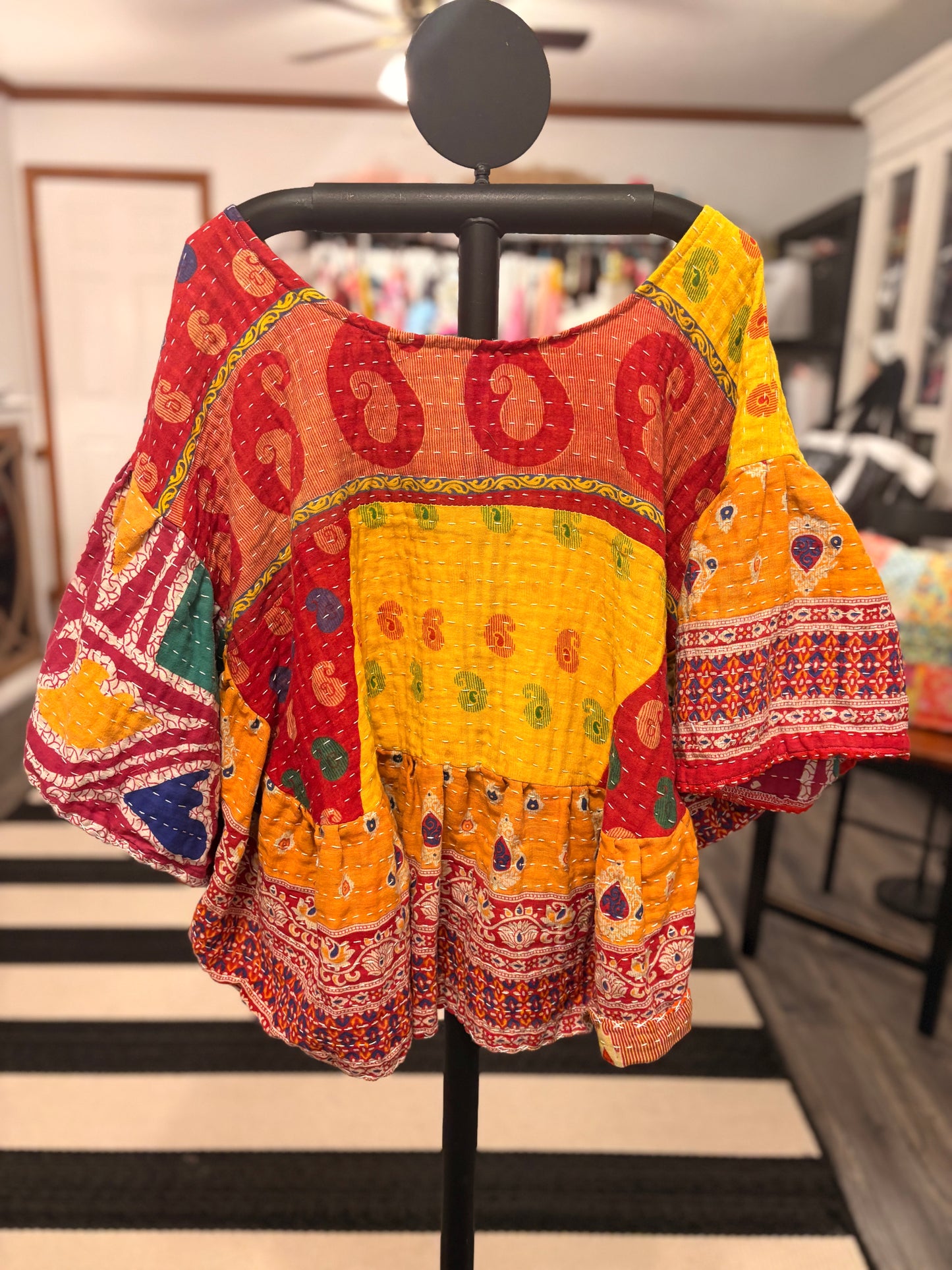 Janice Kantha Circle Top One Size Fits a Small to 3X