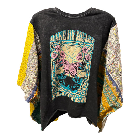 Flutter Upcycled Vintage Kantha Poncho Tee Fits A Size Small to XXL