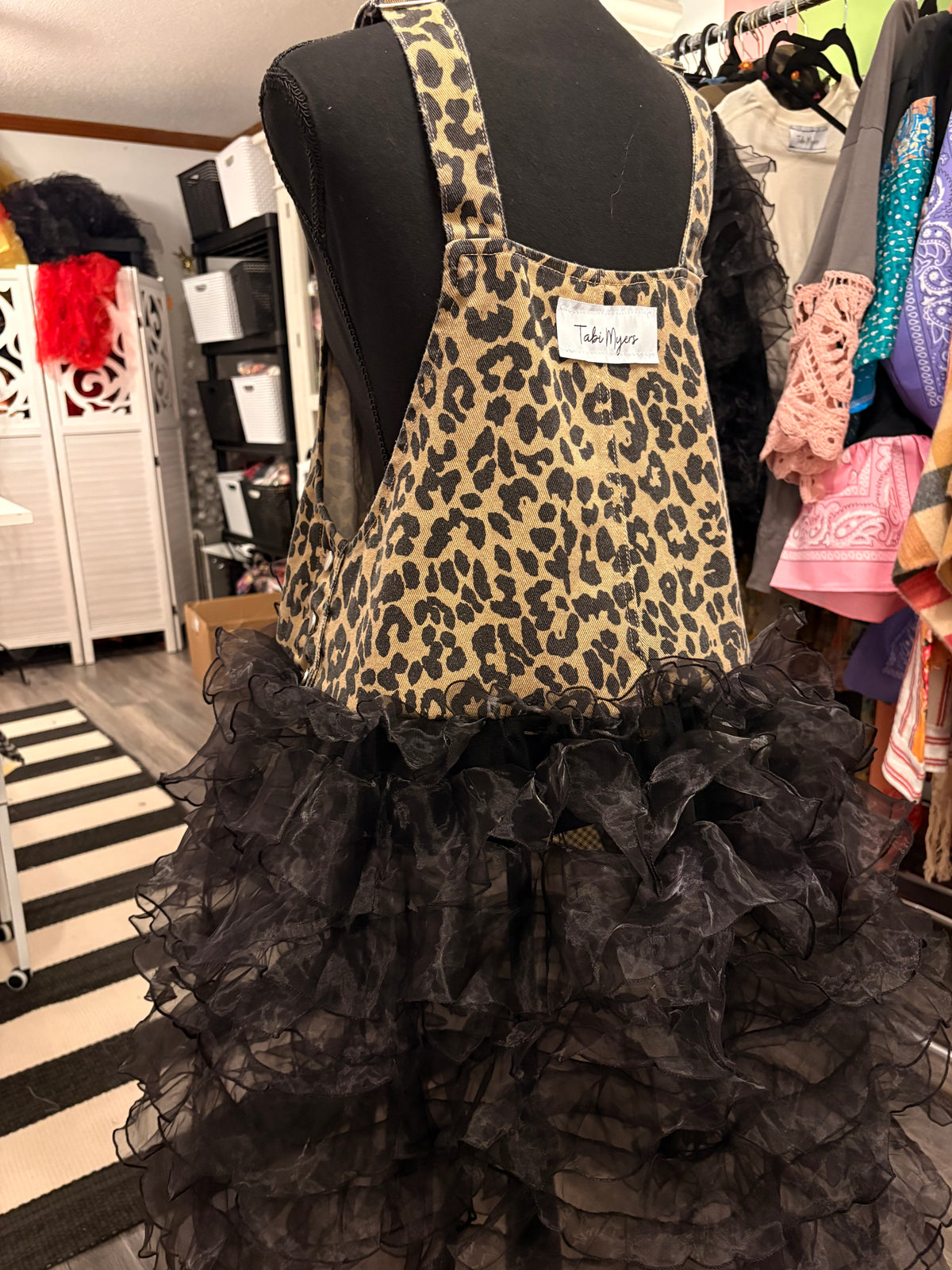 Ruffles and Spots Overall Dress Fits a Size Medium to Large 8/10