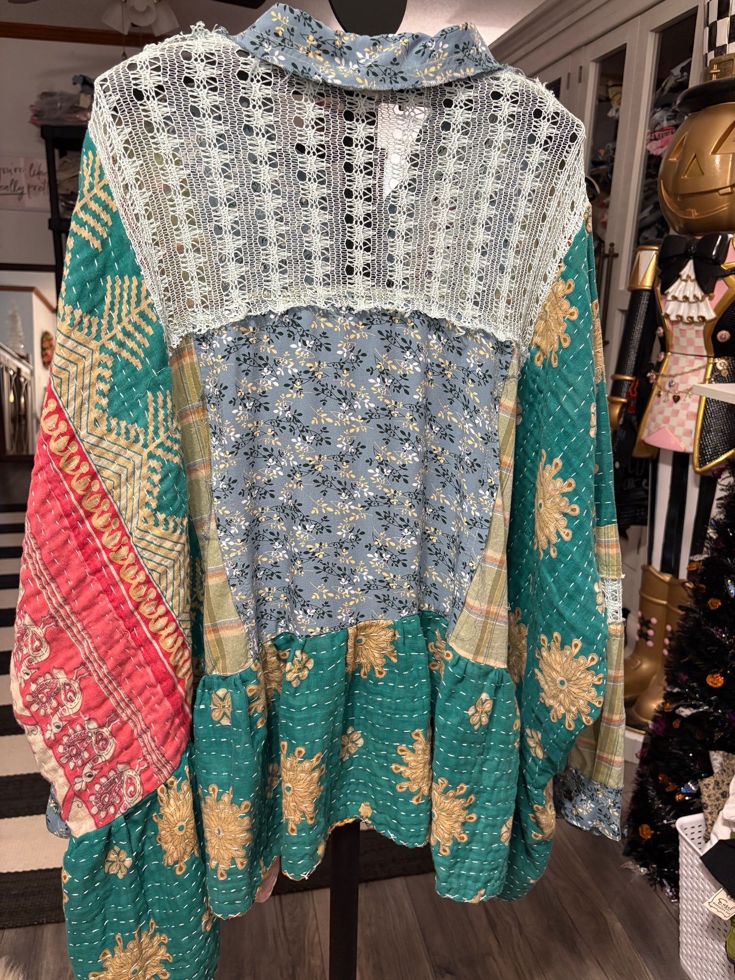 Ophelia Upcycled Vintage Kantha Dress/Long Shirt One Size Fits Most