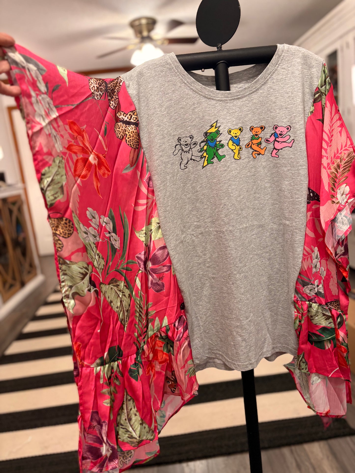 Dancing Dead Upcycled Kimono Top One Size Fits a Small to 3X