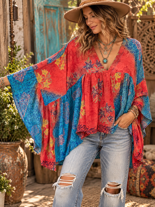 Lizzie Silk Ruffle Top One Size Fits Small to XXL 2-16