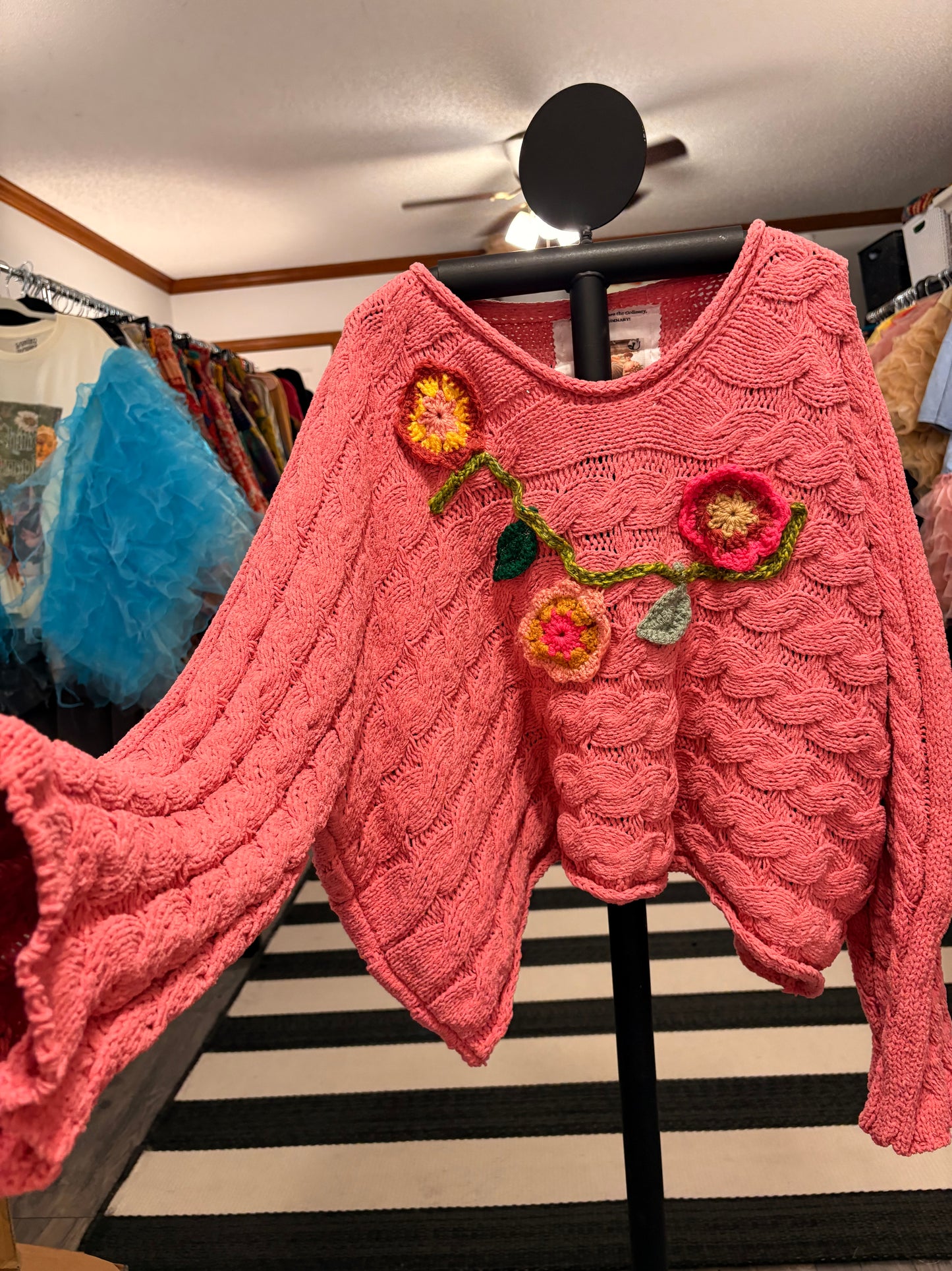 Petunia Pink Crochet Sweater