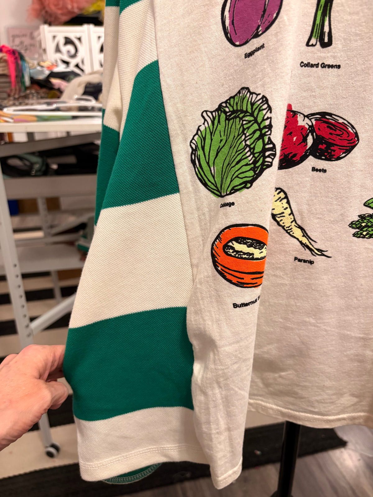 Veggie Striped Sweatshirt Tee One Size fits a Small to XXL