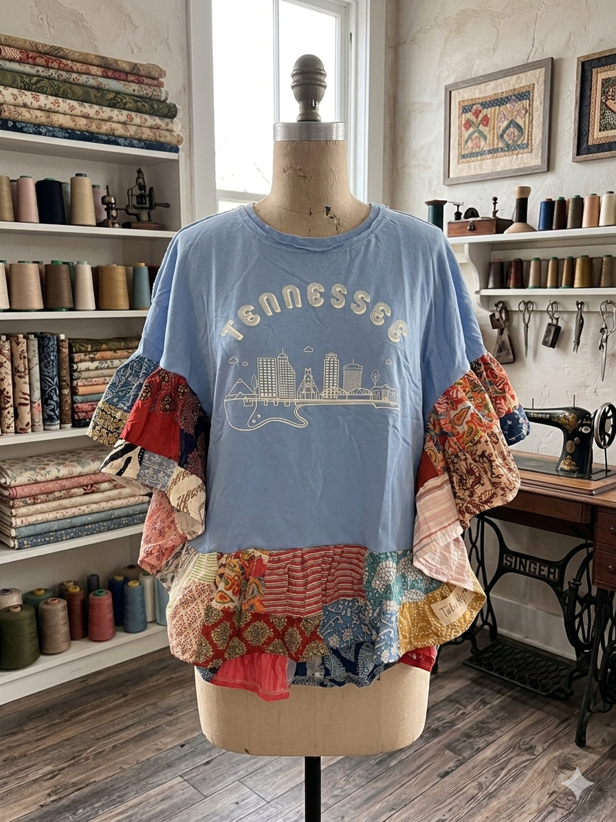 Tennessee Upcycled Butterfly Poncho One Size Fits a Small to XL